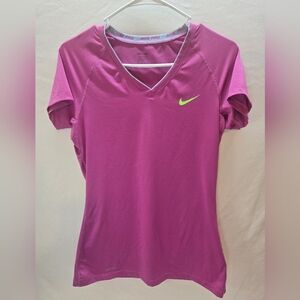 Nike Women's Magenta V-Neck Short Sleeve Tee